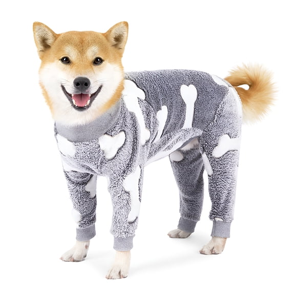 TELOLY 1Pcs Dog Pajamas,Polyester Dog Coats for Medium Dogs,Girl Dog Clothes,Gray,L