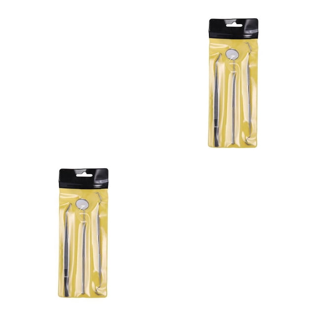 pitrice Mouth Mirror Set Portable Tooth Plaque Remover Home Professional Teeth Cleaning Instrument Tweezers Accessories 3Pcs 2Set