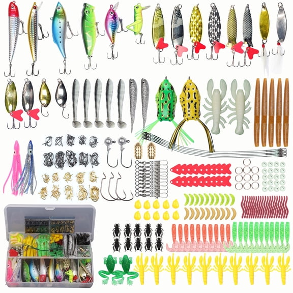 399-Piece Fishing Lure Tackle Kit with Storage Box for Freshwater and Saltwater