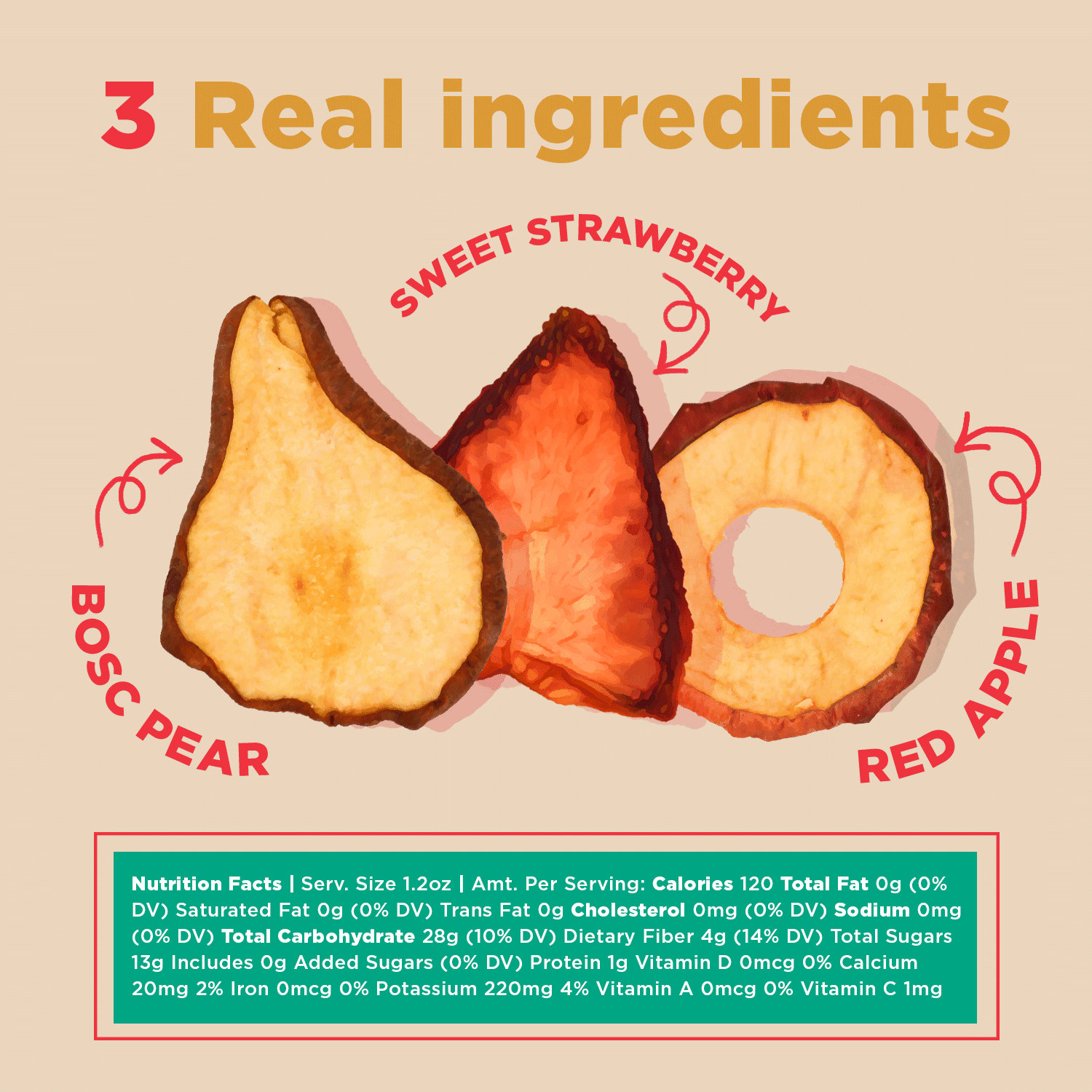 RIND Snacks Straw-Peary Dried Fruit Superfood - 3oz Bags, 6 Bags Total - Strawberry, Apple, Pear