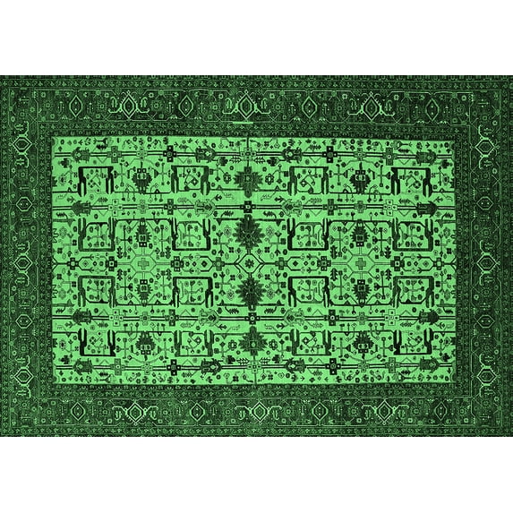 Ahgly Company Indoor Rectangle Oriental Emerald Green Industrial Area Rugs, 5' x 7'