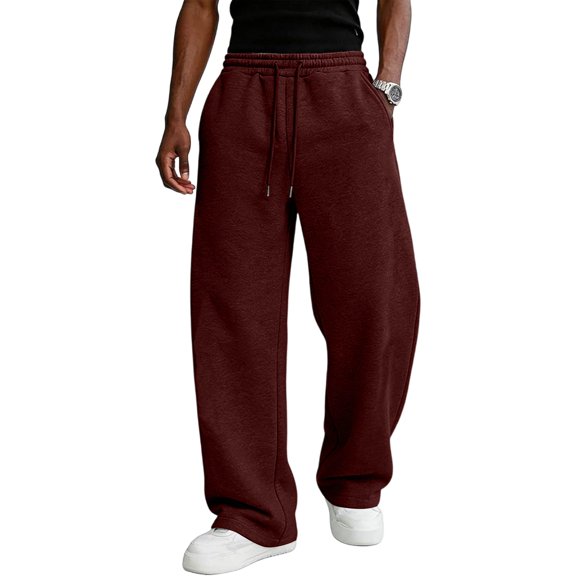 Evdexr Mens Baggy Sweatpants Wide Leg Drawstring Pants 2026 Breathable Vintage Athletic Joggers Loose Fit Elastic Outdoor Slacks with Pockets 3XL