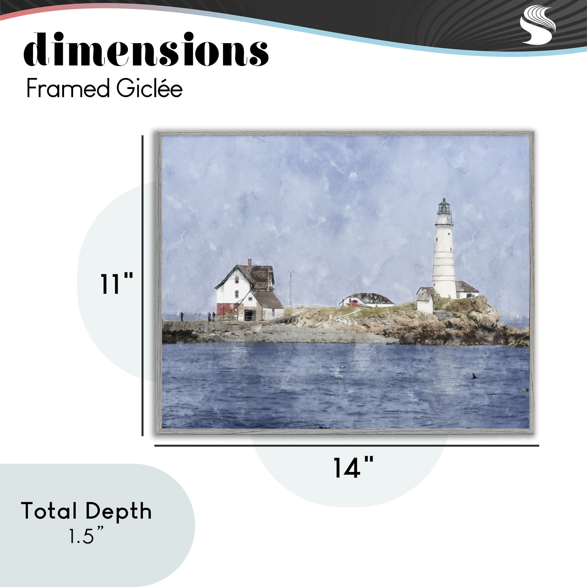 Stupell Industries Picturesque Lighthouse Island Gray Framed Giclee Art, design by Kim Curinga