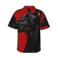 thumbnail image 3 of Daiia Black Dog Red Background Hawaiian Shirt for Men Gentle Cotton Regular Short Sleeve Casual-X-Large, 3 of 9