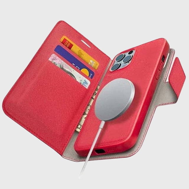 Caseco Mag-Safe iPhone 13 Pro Max Magnetic Wallet Case - Broadway - Red