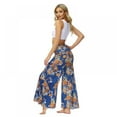 thumbnail image 5 of Women's Wide Leg Palazzo Pants Summer Loose Casual Beach Boho Floral Printed Bohemian Belted Pants Trousers for Women Summer, 5 of 7