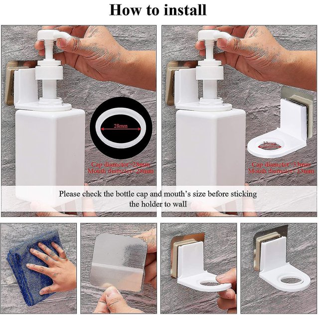 10 Uds. Soporte para champú montado en la pared autoadhesivo con gancho para botella de Gel de ducha LingWen 8390614636712