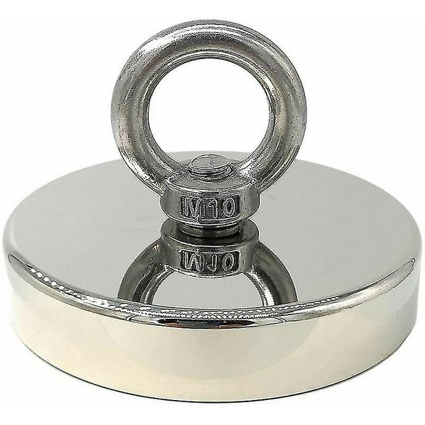 Imán de neodimio súper potente, 300 kg, ideal para pesca magnética, 90 mm, con hebilla de metal de neodimio Hy