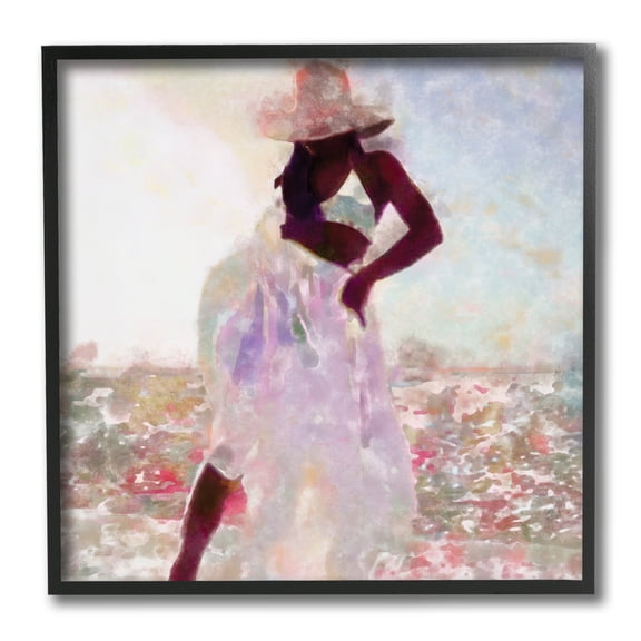 Stupell Industries Fashion Style Female Dancing in Floral Field Novelty Painting Black Framed Art Print Wall Art, 12 x 12