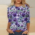 thumbnail image 2 of Women's Casual T-Shirts 3/4 Sleeve Color Block Cute Tops Comfy Blouses, 2 of 5