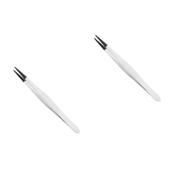 UPGRATOR 2-Pack Precision Stainless Steel Tweezers with Non- Rubber Tips for Crafting, Electronics, Eyelash, Jewelry Use
