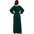 thumbnail image 5 of KOH KOH Long Sleeve Vintage Peasant Empire Waist Fall Winter Loose Flowy Fall Winter Casual Formal Abaya Tall Pleated Maxi Dress Gown For Women Emerald Green Large US 12-14 NT103, 5 of 6