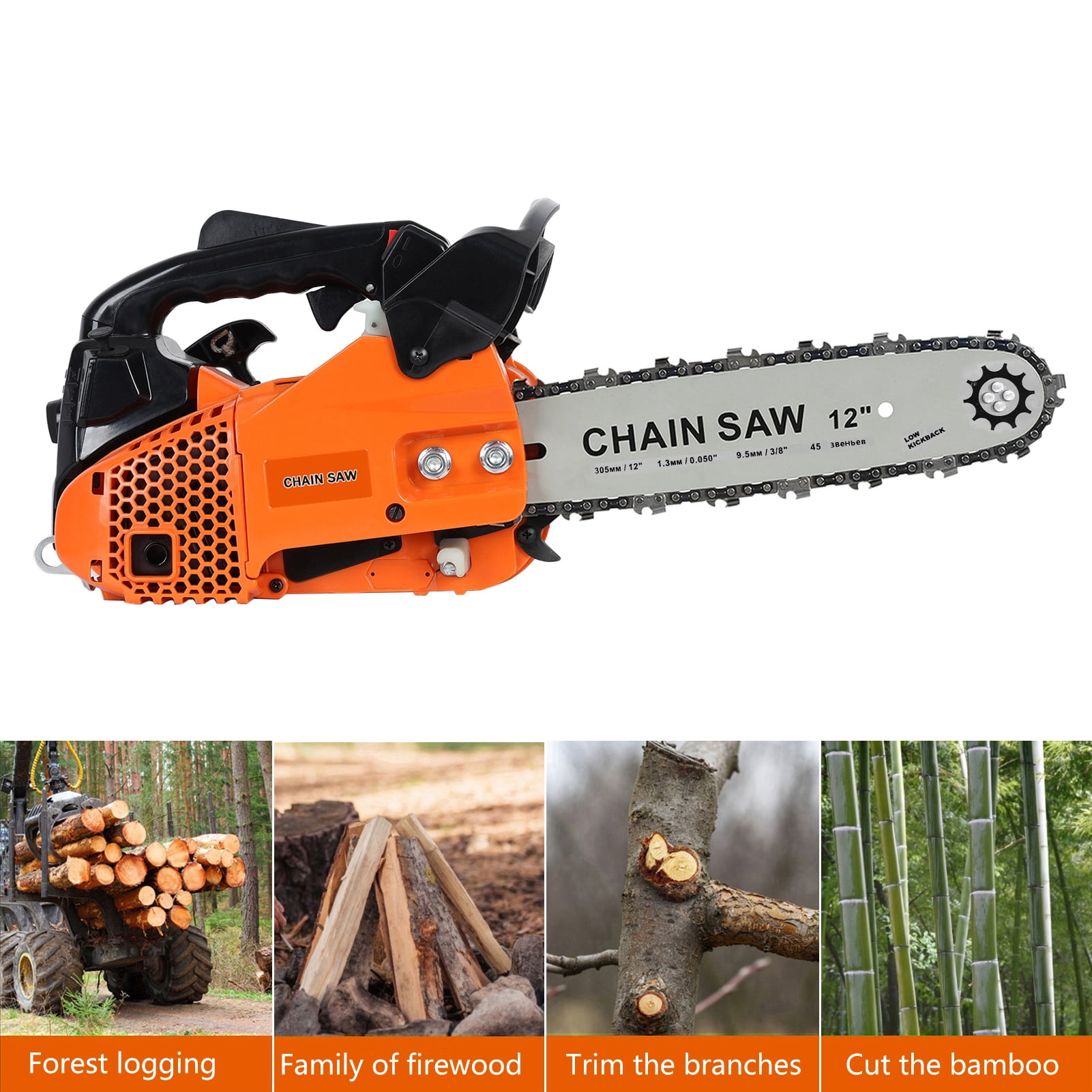 AQSQ 25.4cc Gas Chainsaw, 2-Stroke Portable Chain Saw, Handheld High-Power Logging Saw, Home Gas Small Garden Saw