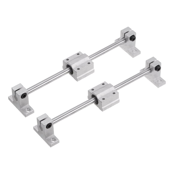 Unique Bargains 2pcs Linear Motion Rod 8mmx200mm Steel with 2pcs Bearing Block 4pcs Support