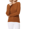 thumbnail image 2 of Yemak Women's Round Neck Long Sleeve Cable Knitted Sweater Pullover MK3312-CAM-L-BD, 2 of 5