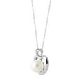 thumbnail image 2 of Galaxy Gold 14K Solid White Gold 16" Open Heart Pendant Necklace with a Genuine Pearl Drop, 14"-24" Sizes, June Birthstone, Symbol of Purity, 2 of 6