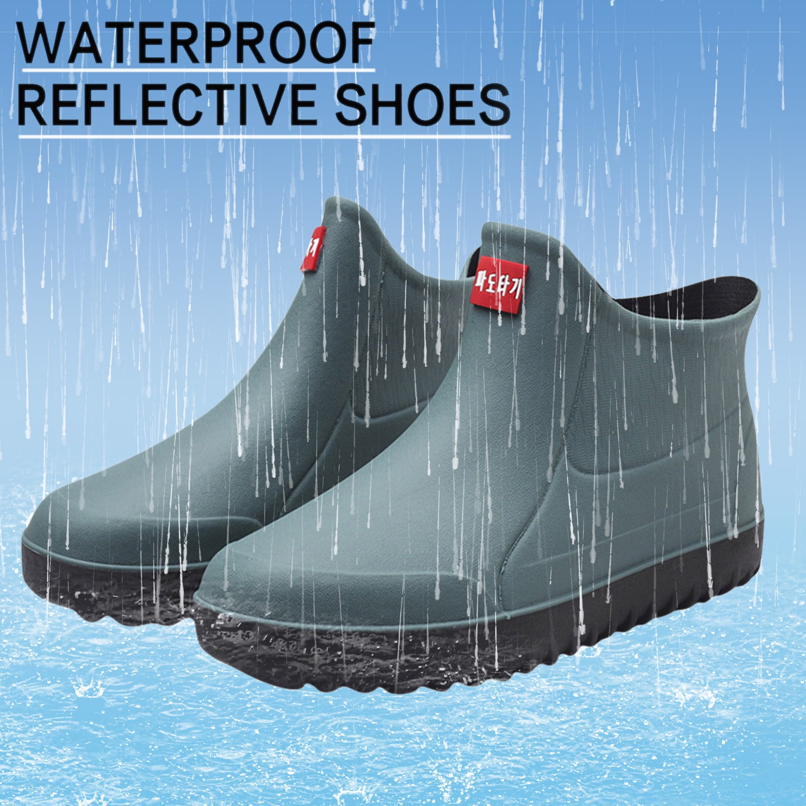 LIANGP Rainshoes Men Short Rain Boots Waterproof Garden Shoes Non Slip MenComfortable Insole Fashion Lightweight Ankle Rain Boots Scrub Outdoor Work Shoes Rain Boots Green Size 10.5