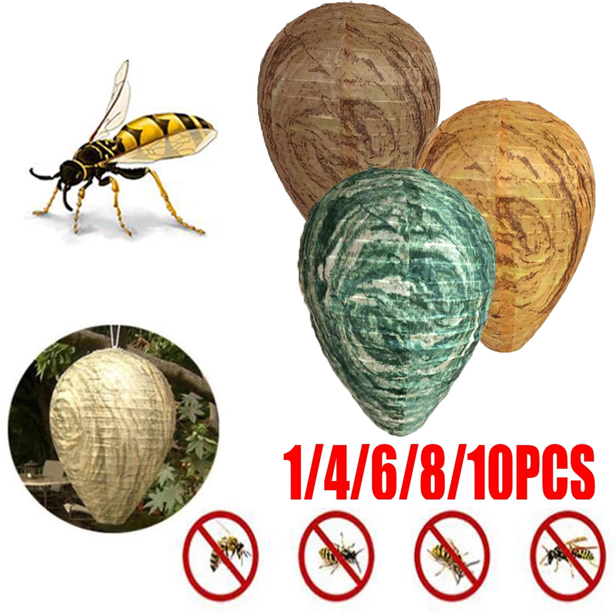6PCS Wasp Nest Decoy Hanging Fake Trap NonToxic Paper Decoy Effective Deterrent Bee