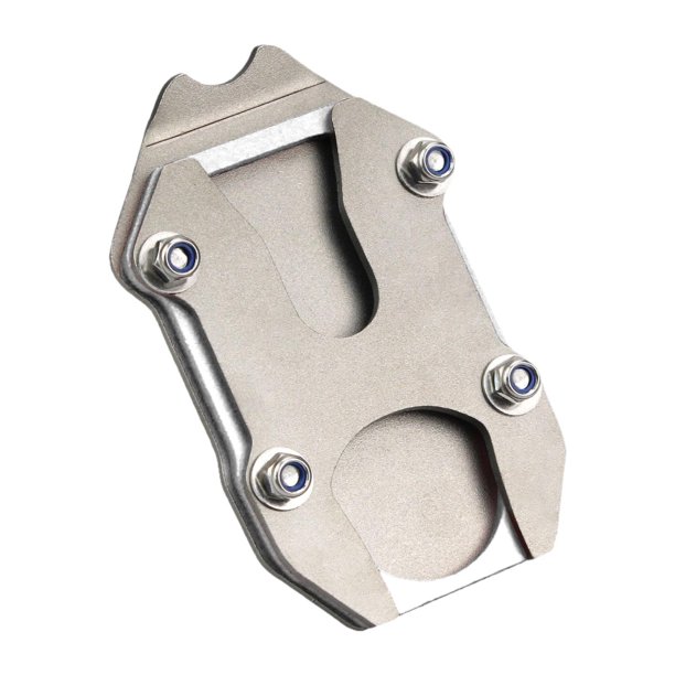 Placa de soporte para pata de cabra de motocicleta de fácil instalación, de acero inoxidable, estable. Blanco plateado