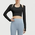 thumbnail image 3 of Uootdi Workout Tops for Women Halter Cropped Long Sleeve Shirts with Thumbhole Gym Athletic Yoga Compression Shirt Gift, 3 of 9