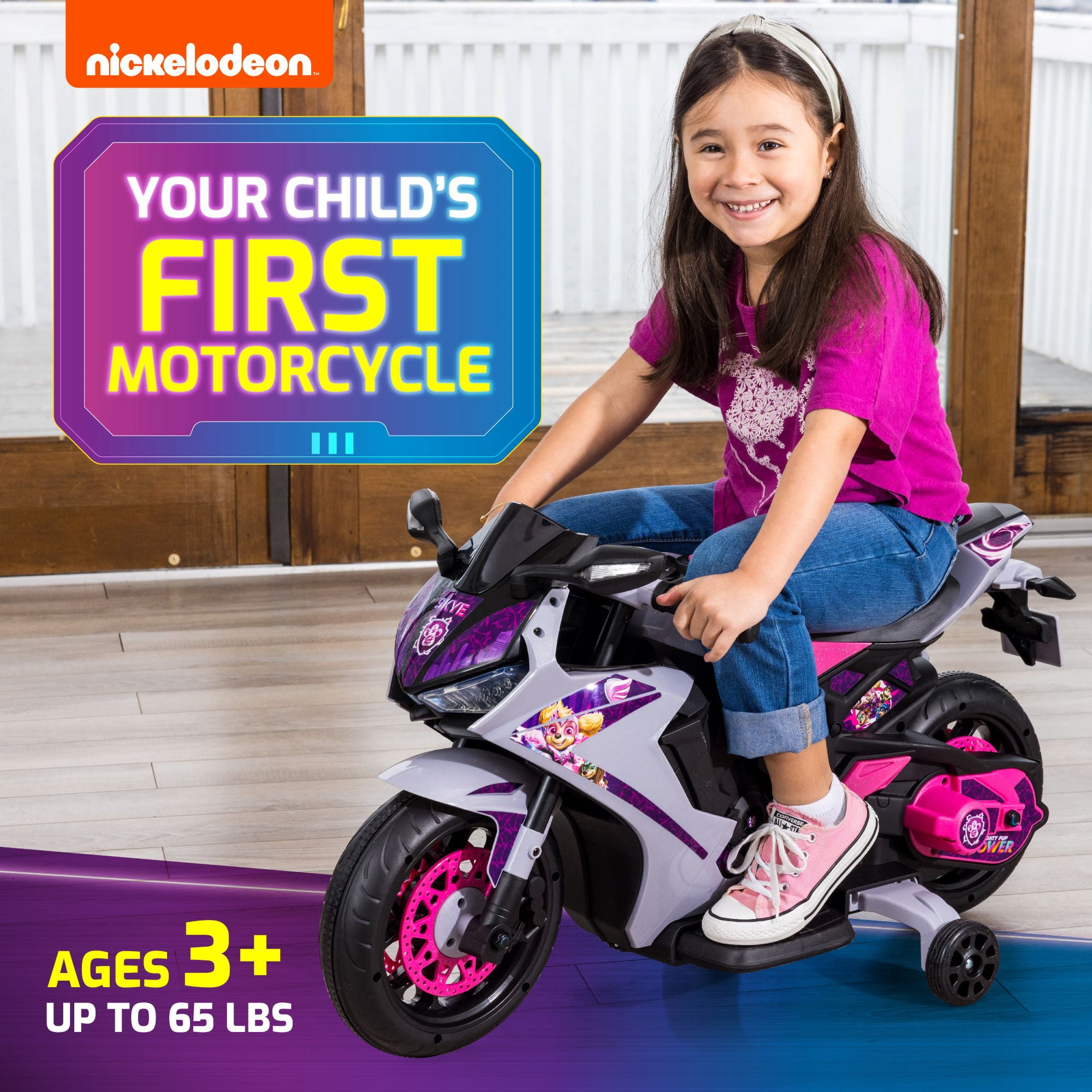 Paw Patrol SKYE, Motorcycle Ride on, Kids Ages 3+ Years , up to 65lbs