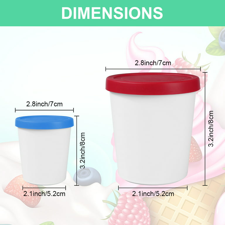 Ice Cream Containers (4 Pcs - 1 Pint Each) for Homemade Ice Cream