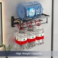 thumbnail image 5 of 24 Inch Towel Rack with Towel Bar Holder Foldable Towel Shelf with Movable Hooks Rustproof Towel Storage Wall Mount for Bathroom Lavatory Matte Black, 5 of 5