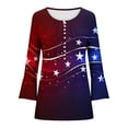 thumbnail image 5 of Kvture 4th of July Tops for Women Henley V Neck Button 3/4 Sleeve Blouse Independence Day Patriotic T Shirts Summer Wine Tees XL, 5 of 5