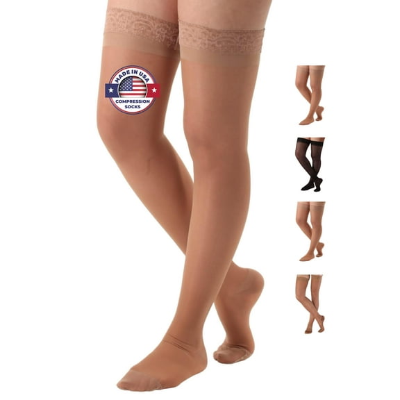 Made in USA - Womens Compression Stockings 15-20mmHg Pregnant - Nude, Medium