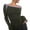 Green, variant on Tiqkatyck Women Summer Tops, Women's Solid Color Contrast Collar Long Sleeve Off Shoulder top, Summer Tops for Women, Shirts for Women Black L