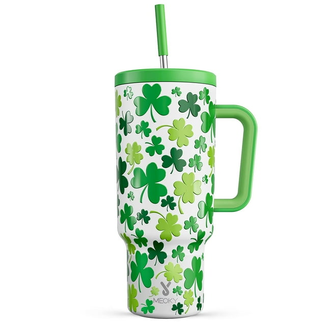 Vaso Meoky 1183 ml con mango y pajita de acero inoxidable