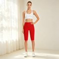 thumbnail image 7 of Womens Biker Shorts Stretchy Loose Fit Color Cropped Side Pockets Yoga Shorts Red, 7 of 7