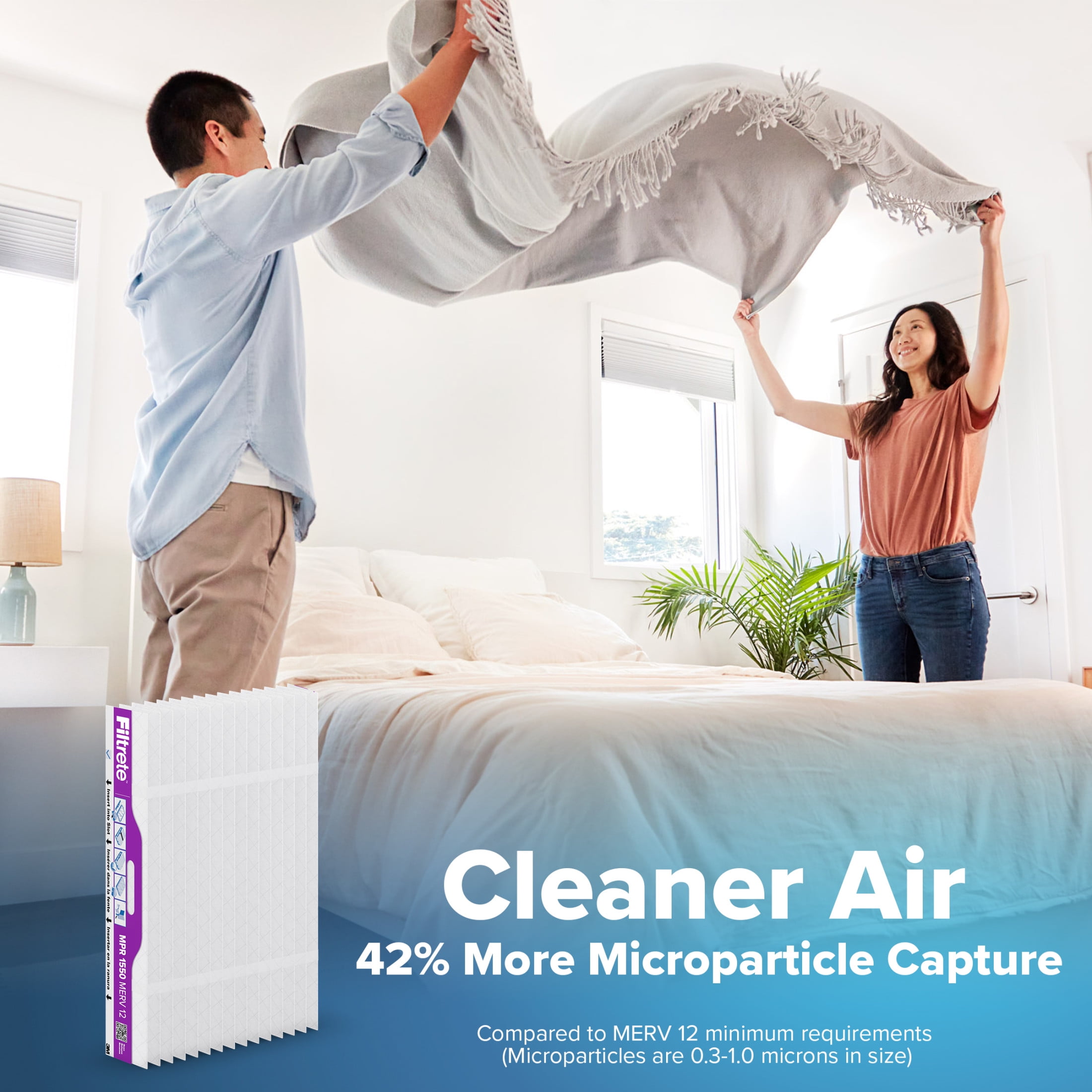 Filtrete 16x25x4 Replacement Air Filters, MPR 1550 MERV 12, Ultra Allergen Reduction, 2 Pack