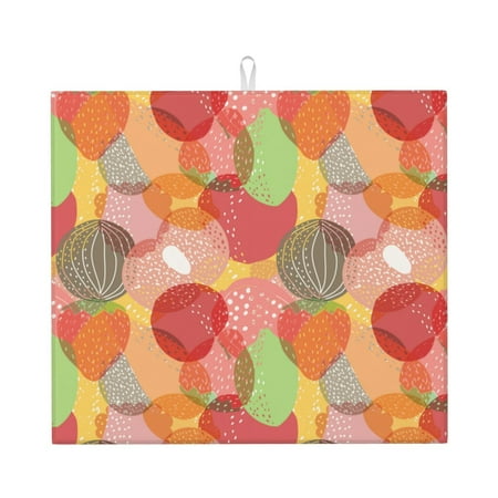 

Dish Drying Mats for Kitchen Counter - Colorful fruit 16x18In Anti-Slip Absorbent Microfiber Drying Mat for Kitchen Counter Mat Dish Rack Mat with Hanging Loop