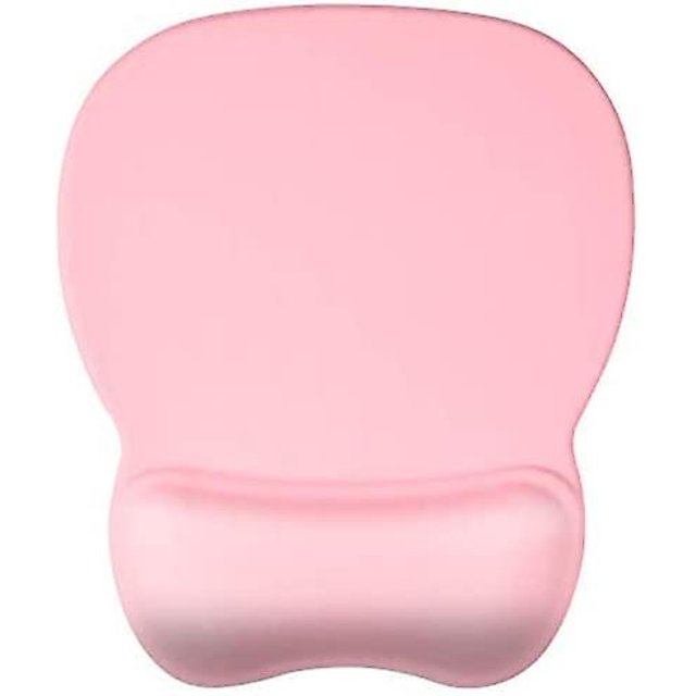 Alfombrilla de ratón con reposamuñecas ergonómico, alfombrilla de ratón con relleno de espuma viscoelástica, texturizada, resistente al desgaste, lavable, color rosa