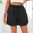 thumbnail image 5 of KIHOUT Women's Solid Casual Shorts - Nylon Spandex Blend, Elastic Drawstring Waist, Side Pockets, Loose Fit for Summer & Daily Wear, 5 of 8