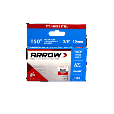 Arrow T50 Stainless Steel 3/8" Staples - 1000 Count, Heavy Duty, Precision Point, for DIY and Repairs, New
