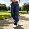 thumbnail image 2 of Women's Casual Stretchy Cargo Pants for Women with Elastic Waistband, Multi-Pockets, Zip Fly, Button Closure, Outdoor Hiking Jogging Travel Trousers, Lightweight Soft Long Pants, 2 of 9