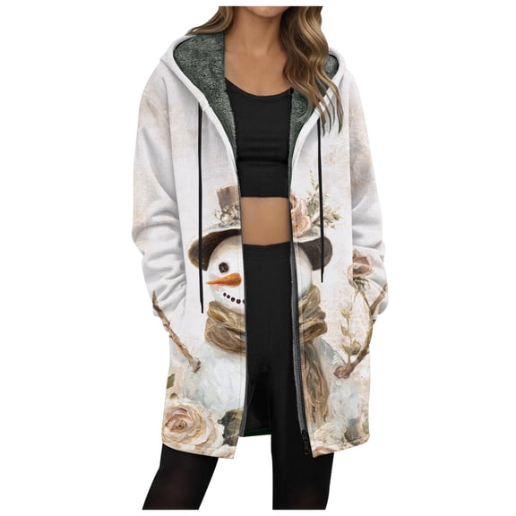 larppty Cozy Women's Teddy Hoodie Jacket - Christmas Transition Long Warm Fleece Plush Elegant Winter Outerwear(Beige,XXXL)