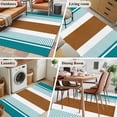 thumbnail image 5 of Modern Brown Teal Runner Rug 2.7x5 FT, Non Slip Entryway Carpet, Boho Contemporary Geometric Striped Washable Soft Floor Carpet Entrance Mat Non-Shedding Throw Rug for Hallway Laundry Room Bedside, 5 of 9