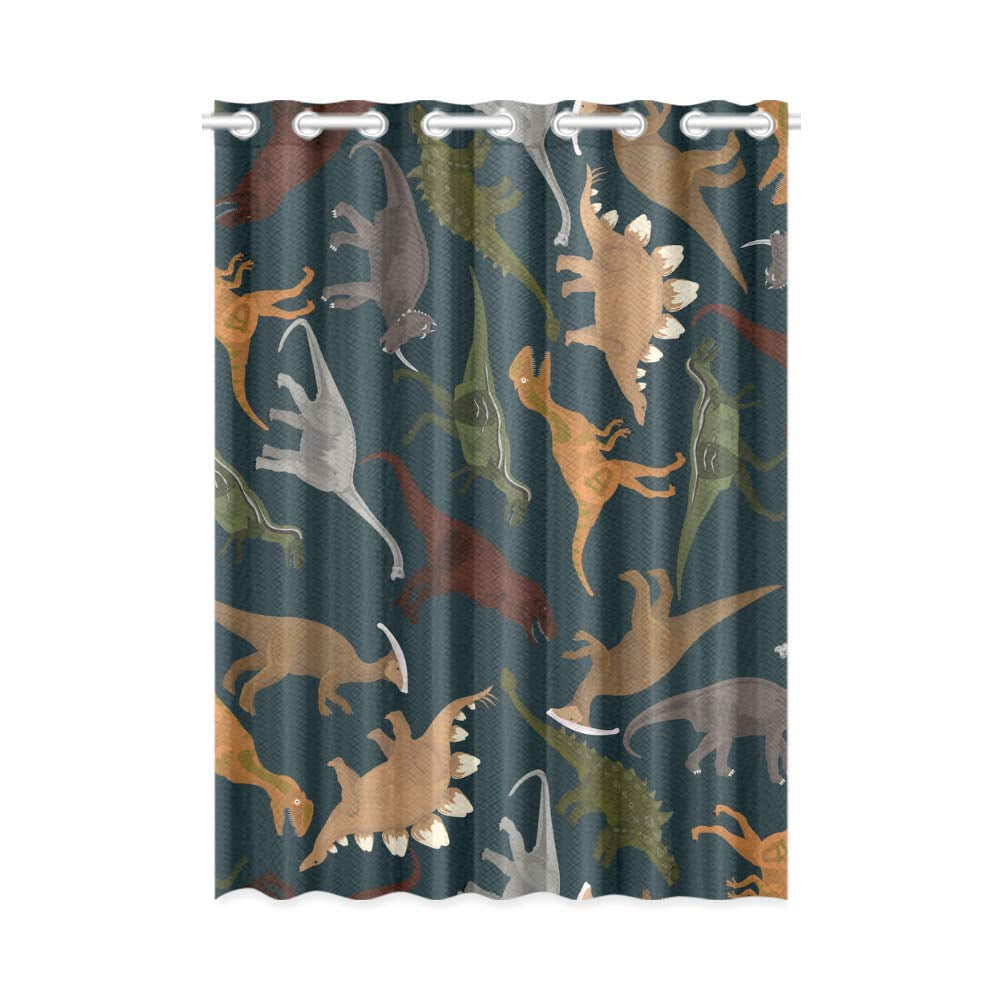 MKHERT Dinosaurs Black Blackout Window Curtain Drapes Bedroom Living