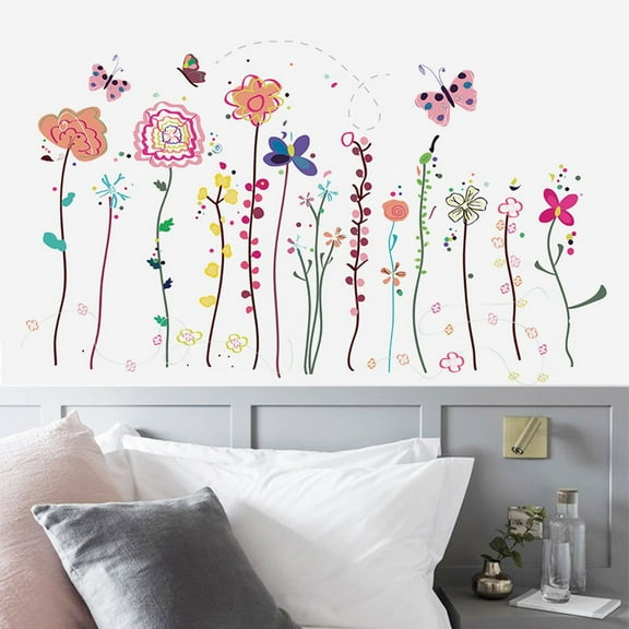 pdqouc Colorful Wall Decors for Room Makeup Wall Decorations Stickers Teenage Girls Bedroom Wall Decals Spring Summer Garden Flowers Wall Art Stickers