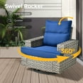 thumbnail image 4 of Vcatnet 8 Pieces Outdoor Patio Furniture Sectional Sofa Wicker Conversation Set with Swivel Glider Chairs for Porch,Backyard,Navy Blue, 4 of 8