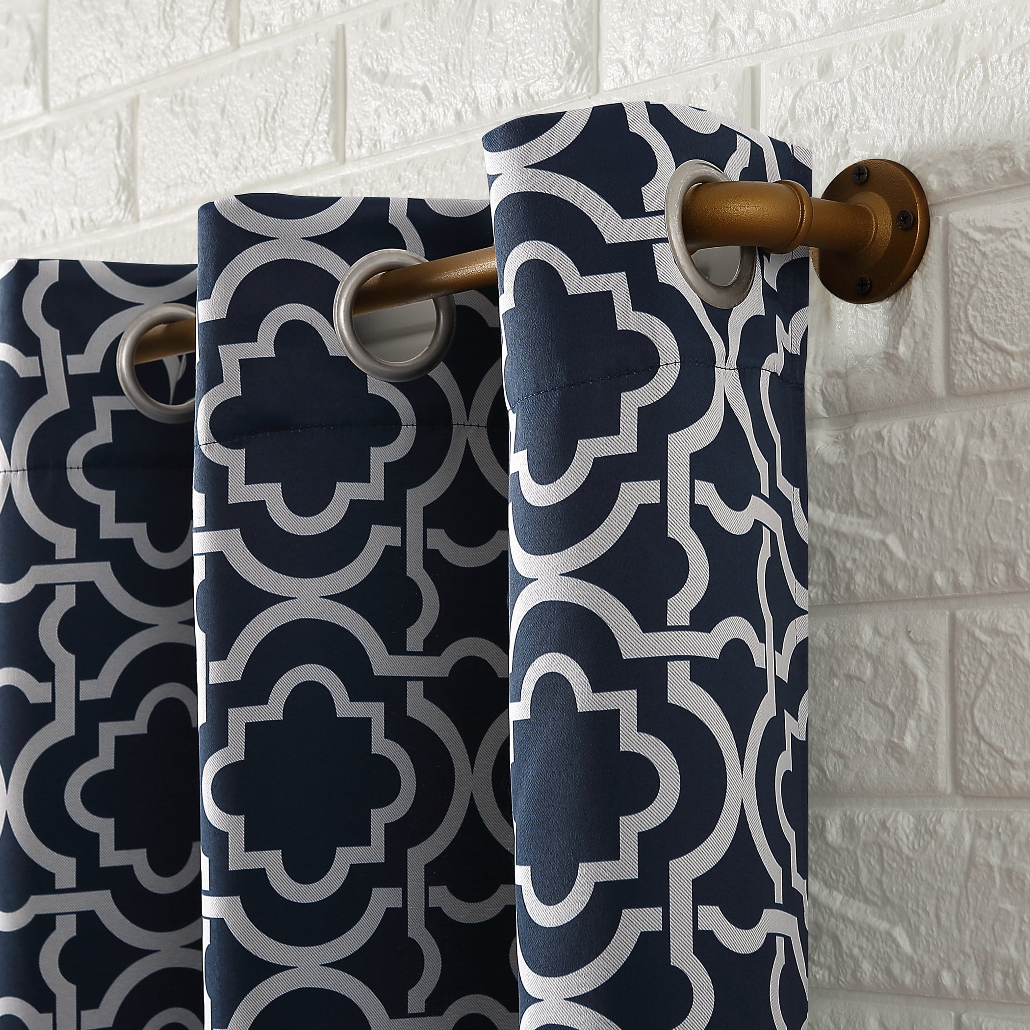 Sun Zero Barnett Trellis Blackout Grommet Curtain Panel, 40"X84", Navy