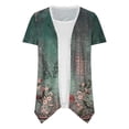 thumbnail image 3 of ICHUANYI Clearance Women's Summer Fashion Flower Print Short Sleeve Top T-shirt(Green, L) ICHUANYI WER2023080903438, 3 of 5