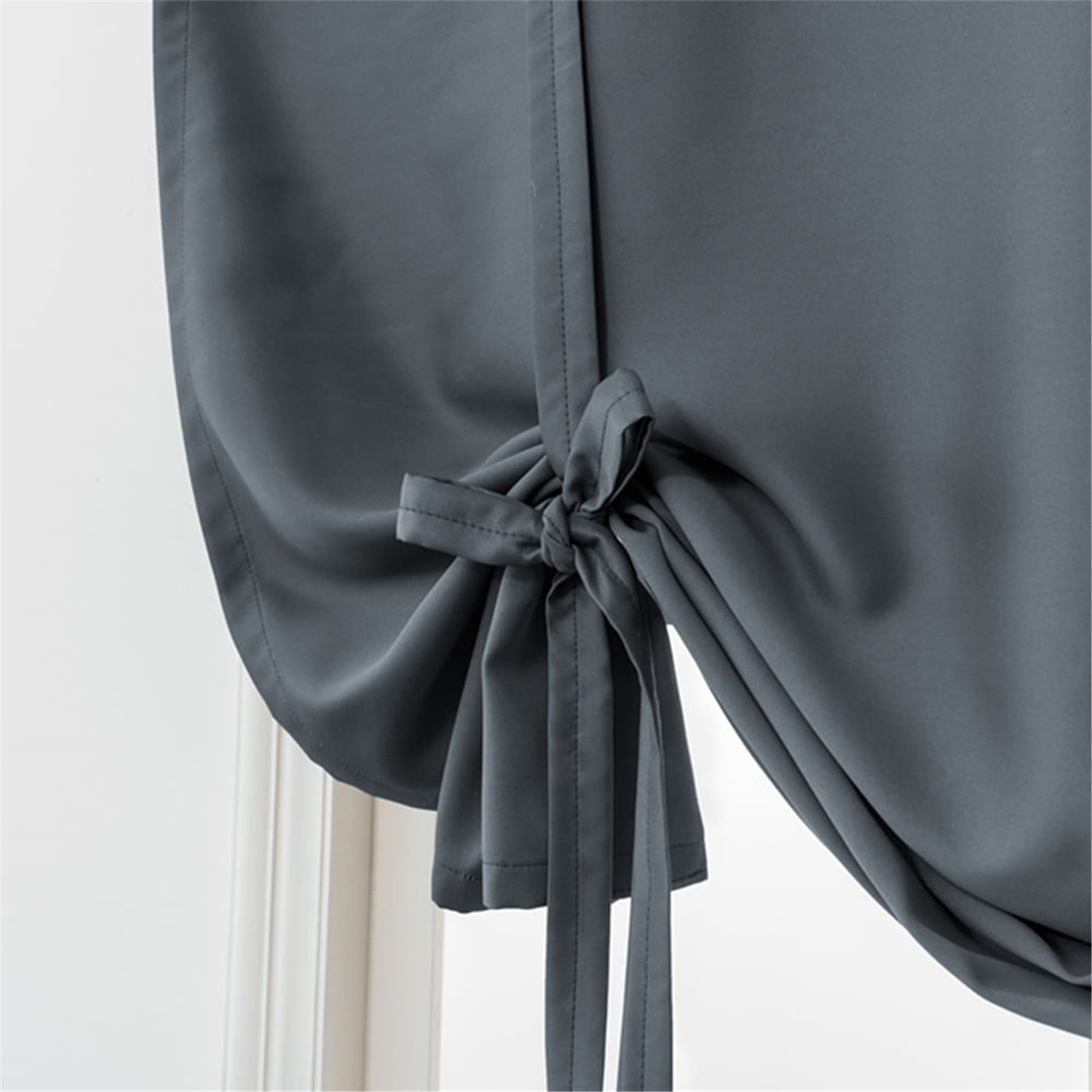 pdqouc Roman Curtain for Bathroom Kitchen Adjustable Balloon Curtains for Small Window Room Darkening Shades Drapes Panel Rod Pocket Solid Tie Up Multi Color