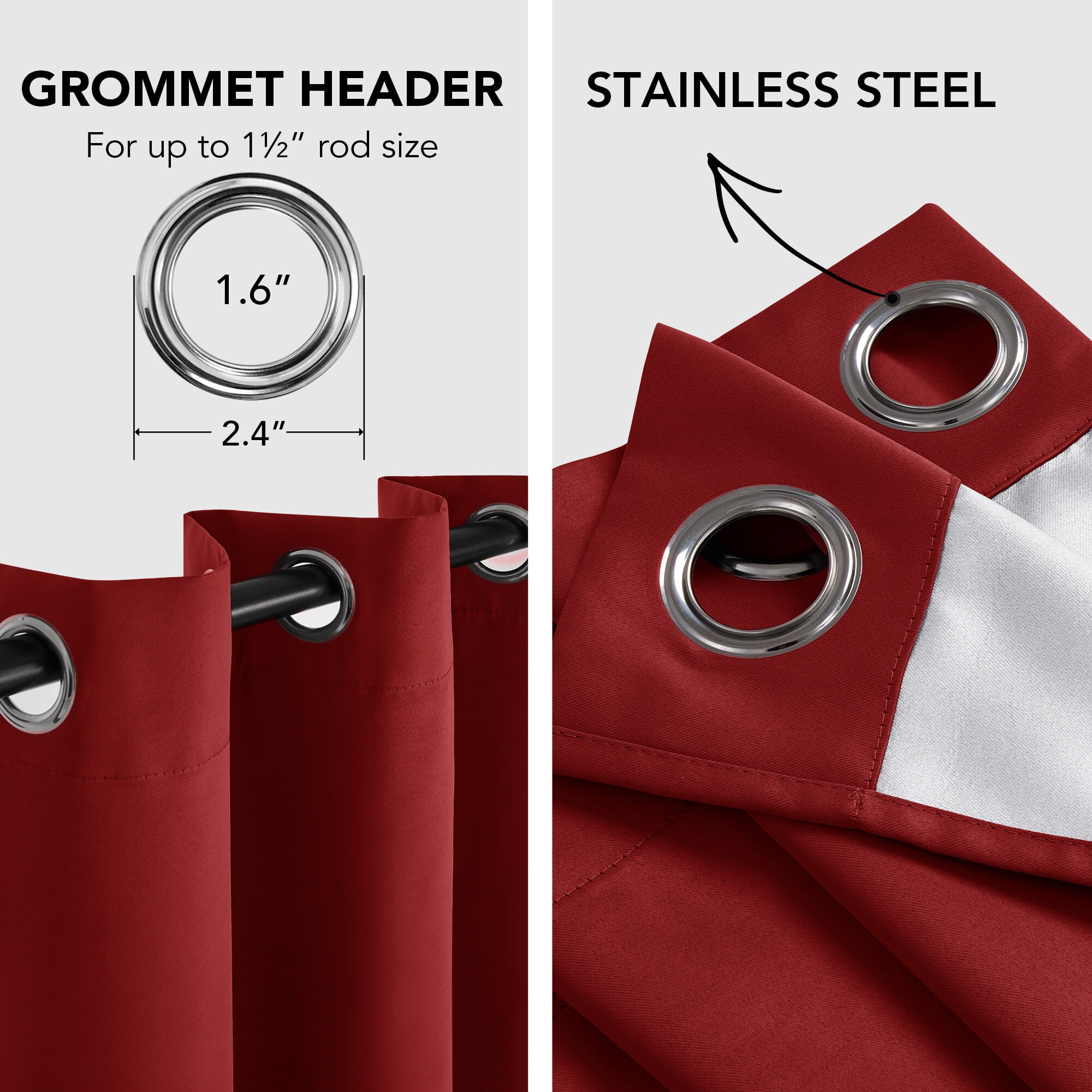 Deconovo Blackout Curtains with Silver Back Coating for Living Room 52x72 inch Dark Red 2 Panels