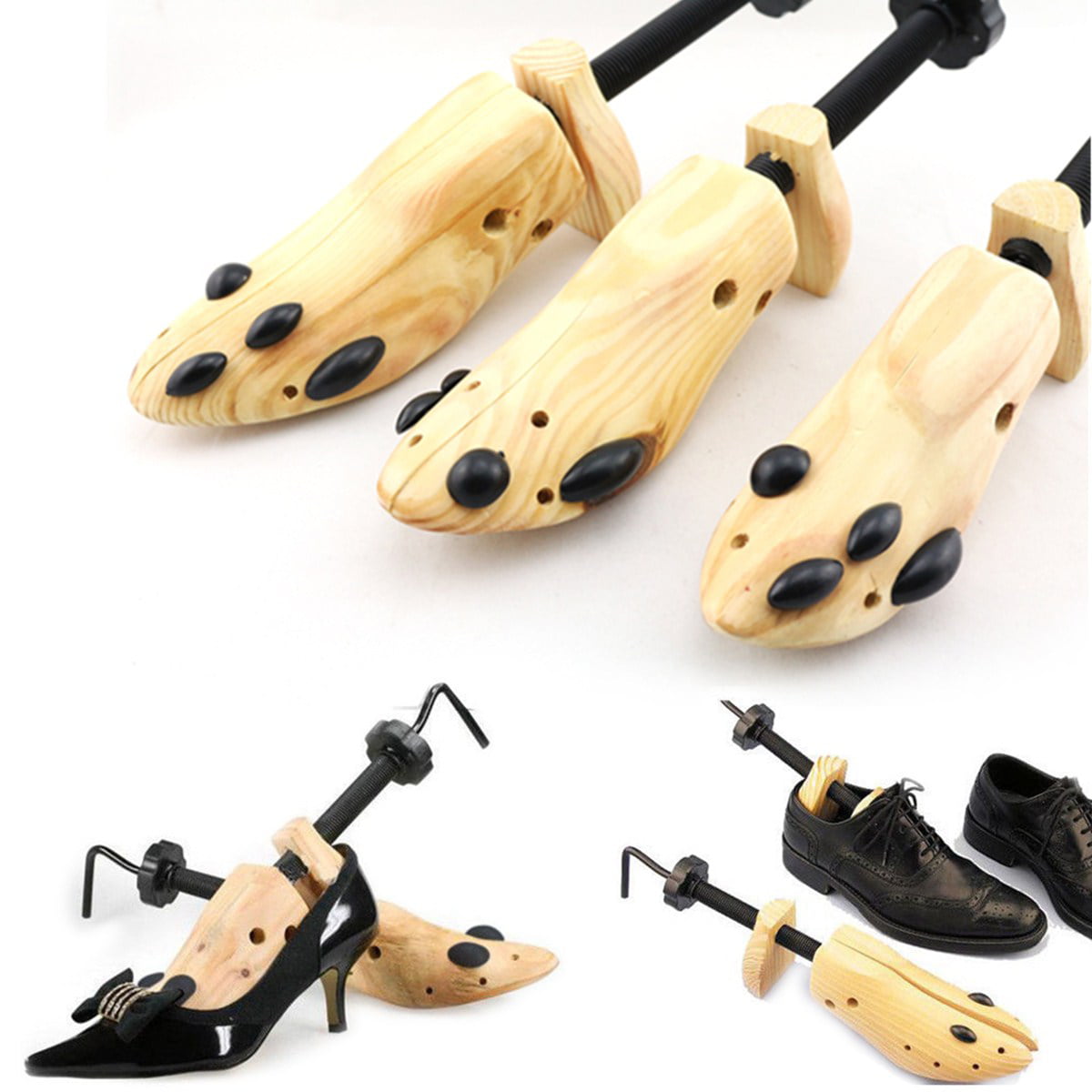 Pair of Professional 2-way Wooden Adjustable Shoe Stretcher for Men/Women 5-10 
