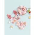 thumbnail image 4 of Michellecmm Toddler Baby Girls Summer Swimsuit Floral Print Fly Sleeve Tankini Tops Swim Shorts Swim Cap 3 Pieces Bathing Suit Beach Bikini, 4 of 9