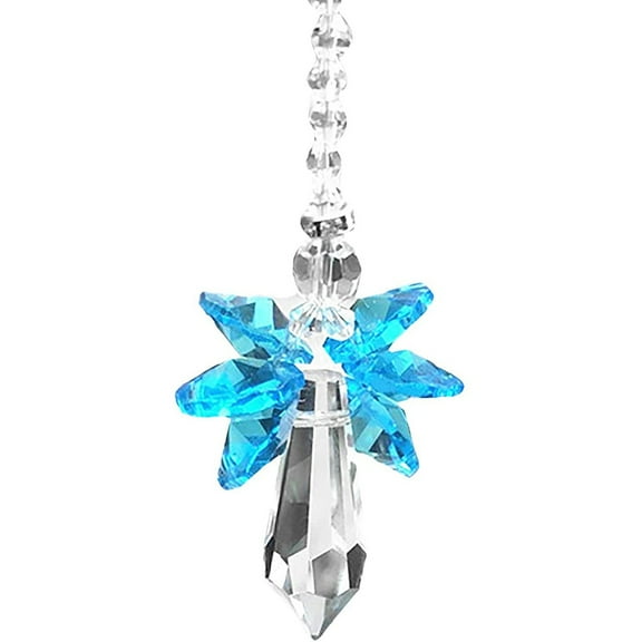 3 pc Glass Angel Pendant Decorations Hanging Suncatchers for Home Decoration Deep Sky Blue 180~200mm